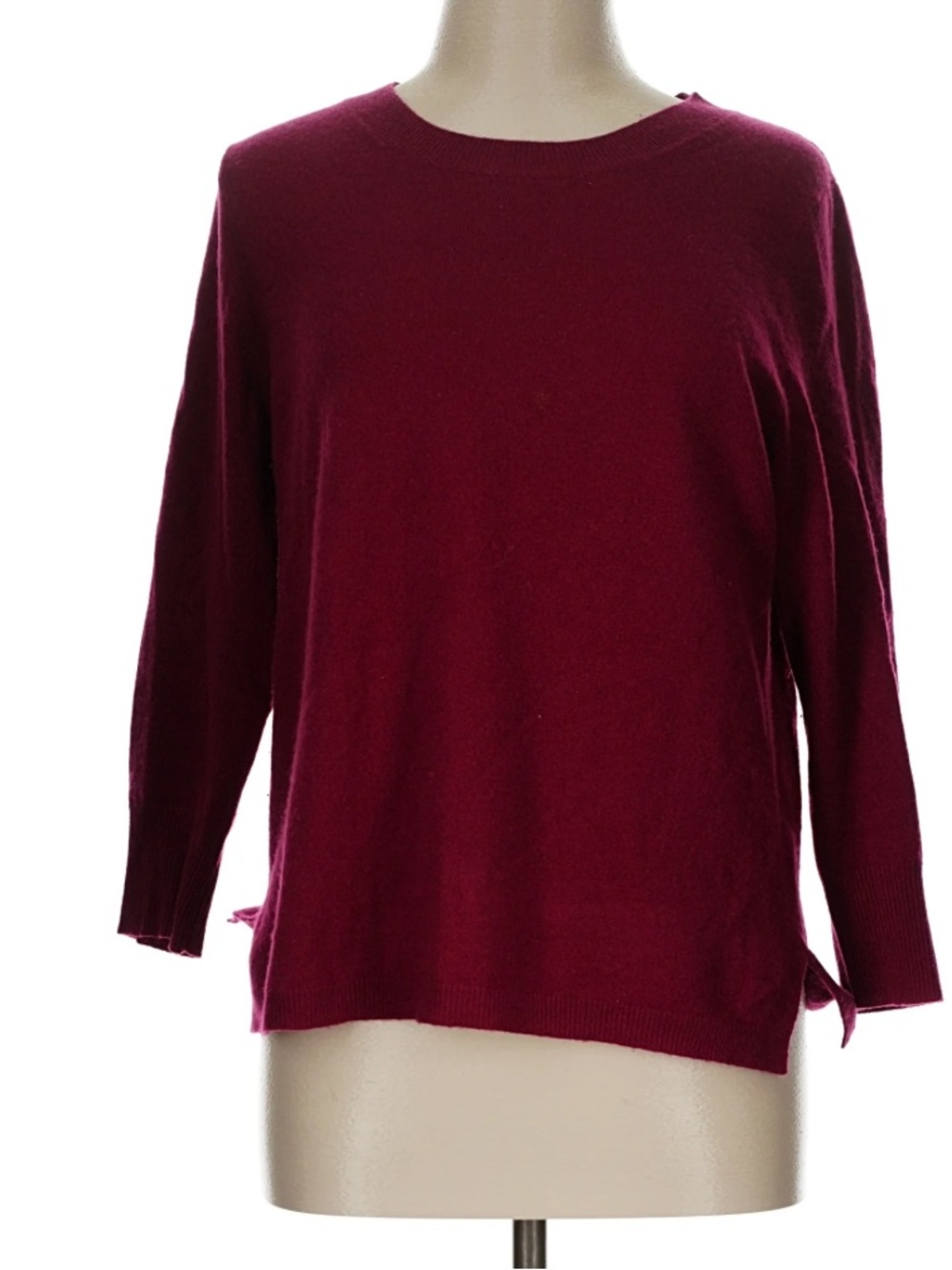 J. Crew Burgundy Red Cashmere Crew Cropped Sweater Size Large